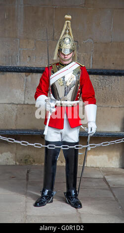 WINDSOR - APRIL 17: Unidentified man, guard protecting entrance to the Whitehall palace on April 17, 2016 in London, United King Stock Photo