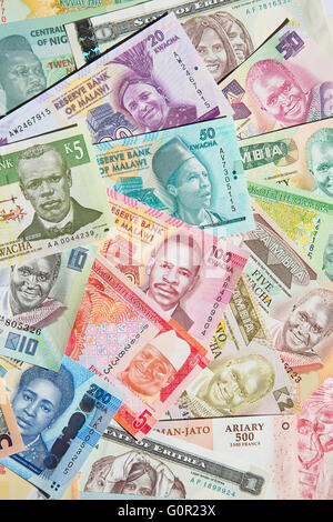 Variety of the African banknotes Stock Photo