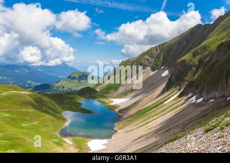 Aerial view of the Eisee (lake) near Brienzer Rothorn on Bernese Oberland, in Jungfrau region of Switzerland. Stock Photo