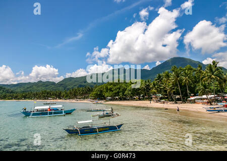 Philippines Palawan Puerto Princesa Sabang Boats to take visitors to the underground river Stock Photo