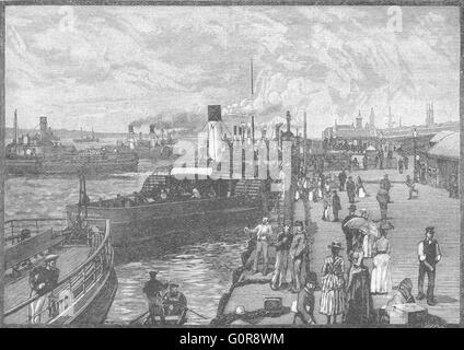 LIVERPOOL: George's Landing-stage, antique print 1898 Stock Photo