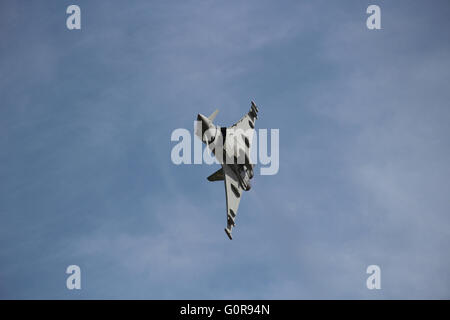 The Eurofighter Typhoon completing a display against a blue sky Stock Photo