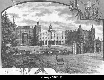 HERTS: Hatfield House: South, antique print 1898 Stock Photo