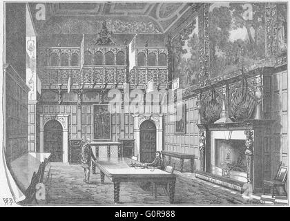 HERTS: Hatfield House: Dining-Hall, antique print 1898 Stock Photo