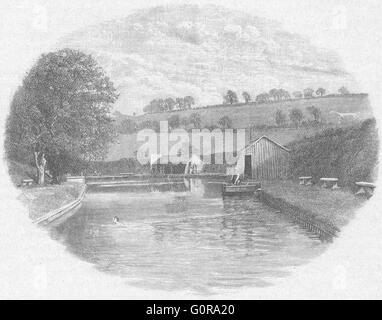 WILTS: Marlborough: Bathing Place, antique print 1898 Stock Photo