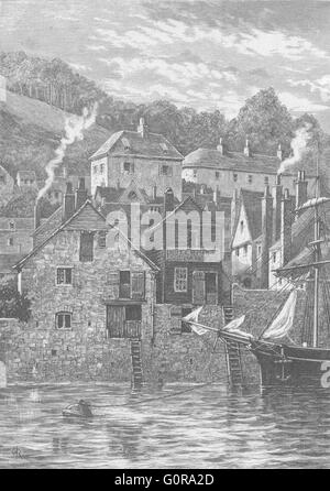 DEVON: At Dartmouth, antique print 1898 Stock Photo