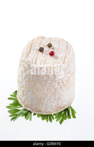 french goats cheeses on white  background Stock Photo