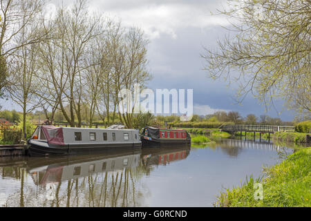 Between Alrewas and here at Wychnor, the River Trent forms part of the Trent and Mersey Canal, Staffordshire, England, UK Stock Photo