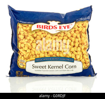 Winneconne, WI - 30 April 2016: Bag of Birds Eye corn on an isolated background Stock Photo