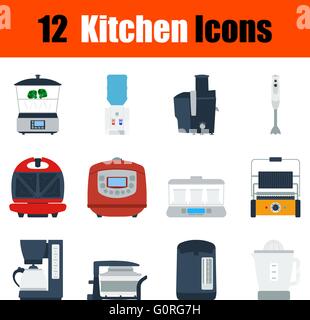 Flat design kitchen icon set in ui colors. Vector illustration. Stock Vector