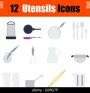 Flat design utensils icon set in ui colors. Vector illustration. Stock Vector