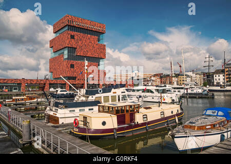 MAS Museum aan de Stroom. Eilandje Quarter Antwerp Belgium Stock Photo