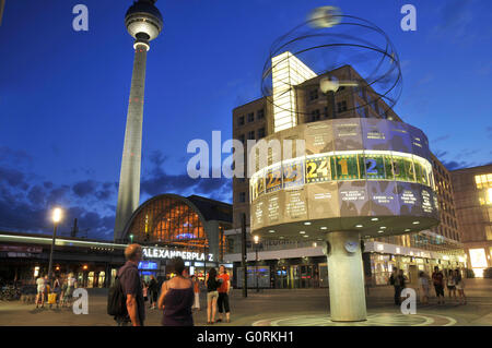 Urania World Time Clock, Berlin Alexanderplatz station, Fernsehturm Berlin, Alexanderplatz, Mitte, Berlin, Germany / television tower, Alexander Square Stock Photo
