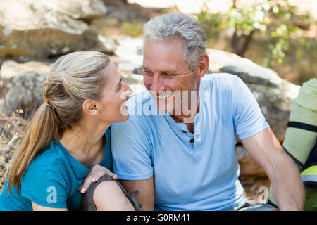 Couple smiling and looking each other Stock Photo