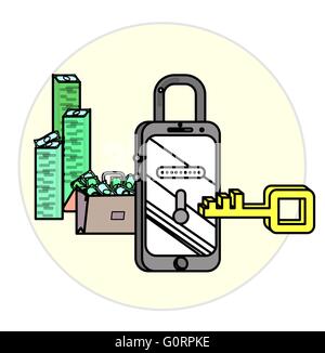 Mobile security concept for smart phone Stock Vector