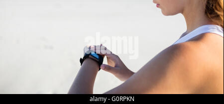 Woman using a smart watch Stock Photo