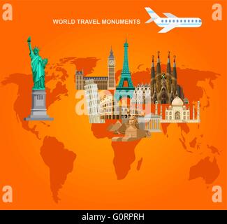 High quality, detailed World landmarks Stock Vector