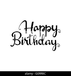 Happy birthday phrase. Handwritten lettering. Modern Calligraphy. Vector lettering isolated on white background Stock Vector