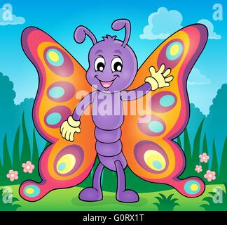 Cheerful butterfly theme image 1 - picture illustration Stock Photo - Alamy