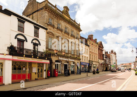 The High Street in Wrexham town centre showing it's many and varied period buildings Stock Photo