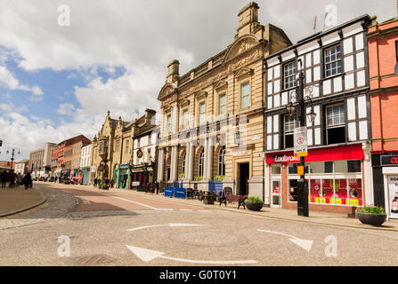 The High Street in Wrexham town centre North Wales showing its varied ...