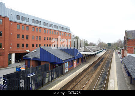 Knutsford historic town cheshire   Railways station hub central trains locos units coaches commuters peak off passengers luggage Stock Photo