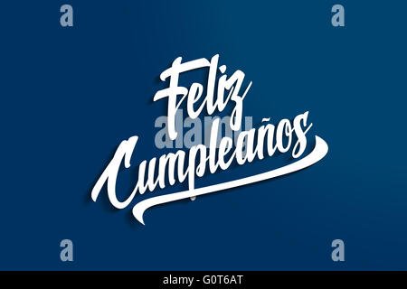 Feliz Cumpleanos - Happy Birthday in Spanish - Anniversary Greeting Postcard - Illustration Stock Photo