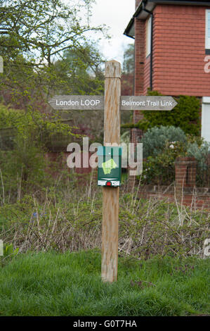 A sign post at the entrance to Bentley Priory Nature reserve in Stanmore Stock Photo