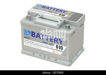 battery car, 3D rendering isolated on white background Stock Photo