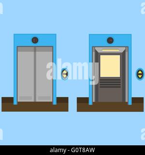 Metal Office Building Elevator Stock Vector