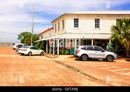 Small family run business reliant on tourism in downtown Apalachicola city on the Florida panhandle. Stock Photo