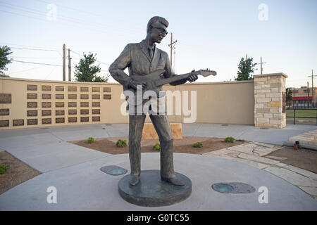 Statue of Buddy Holly in Lubbock, Texas. Charles Hardin Holley (September 7, 1936 – February 3, 1959), known as Buddy Holly. Stock Photo