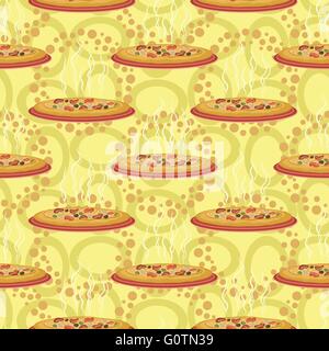 Seamless background, hot pizza Stock Vector
