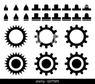 Set of teeth and gears. Vector EPS10 Stock Vector