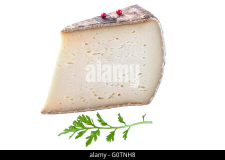 Tomme de Savoie, a semi firm french cheese Stock Photo