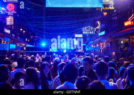 New Year's Eve Party in Pub Street, Siem Reap, Cambodia Stock Photo