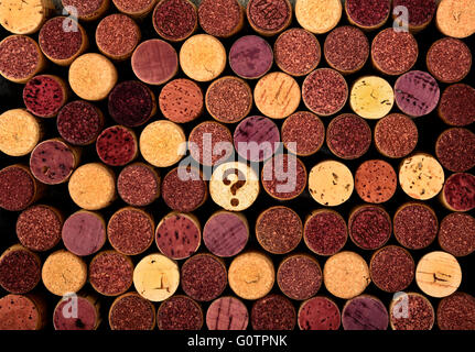 collection of wine corks with a question mark on one of them Stock Photo