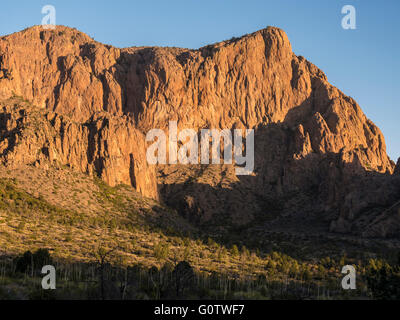 Sunrise on mountains, Chisos Basin Road, Big Bend National Park, Texas. Stock Photo