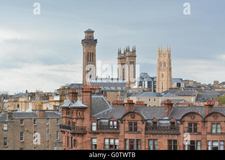 Glasgow skyline - view of the towers of Trinity College - the Church of Scotland's college at the University of Glasgow, and on Stock Photo