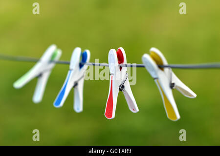 Plastic pegs Stock Photo