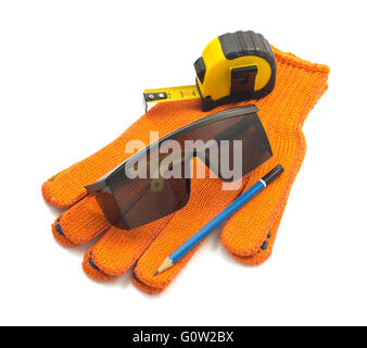 set of tools and instruments isolated on white background Stock Photo