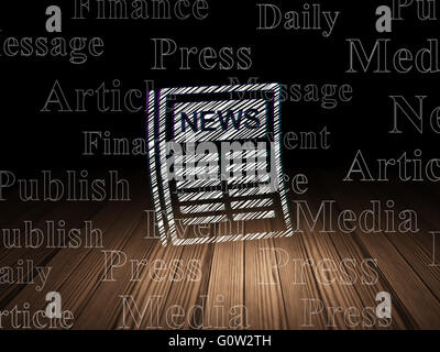 News concept: Newspaper in grunge dark room Stock Photo