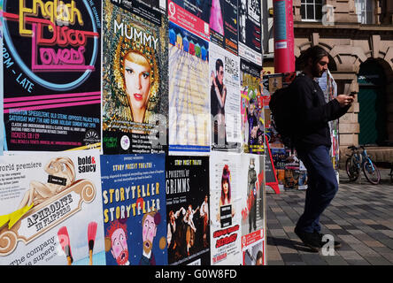 Brighton, UK. 4th May, 2016. Posters advertising the various acts for Fringe City as the city prepares for the start of Brighton Festival and Fringe events which begin this coming weekend  Credit:  Simon Dack/Alamy Live News Stock Photo