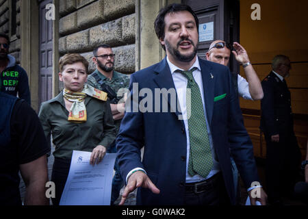 Rome, Matteo Salvini at Regina Coeli prison to promote chemical castration for pedophiles ( Photo by: Andrea Ronchini/Pacific Press) Stock Photo