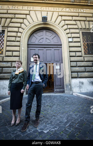 Rome, Matteo Salvini at Regina Coeli prison to promote chemical castration for pedophiles. ( Photo by: Andrea Ronchini/Pacific Press) Stock Photo