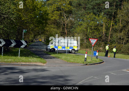 Police block burghfield road off leading to Englefield, Estate, due to thirty acre forest fire.