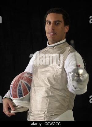 London, UK. 5th May, 2016. James Davis (Mens foil). TeamGB fencing athletes announced for the Rio2016 Olympic games. British Fencing Elite Training Centre. Leon Paul Fencing Centre. London. UK. 05/05/2016. Credit:  Sport In Pictures/Alamy Live News Stock Photo