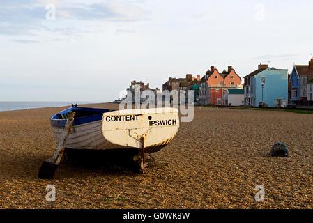 Boat on beach at Aldeburgh, Suffolk, England UK Stock Photo