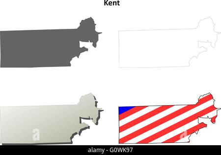 Kent County, Rhode Island outline map set Stock Vector