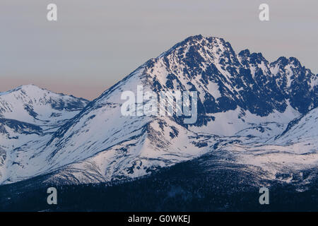 View of High Tatra Mountains in twilight Slovakia Stock Photo